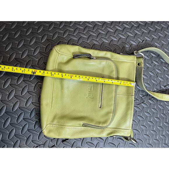 y2k Fossil Lime Green Leather Shoulder Crossbody Bag Womens Purse - Picture 7 of 10